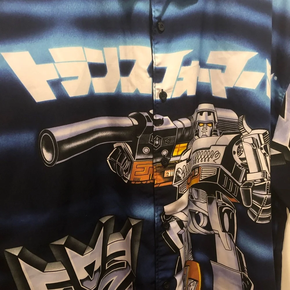 Vintage Y2K Transformers button up Allover print / bowling style Shirt - Picture 3 of 8